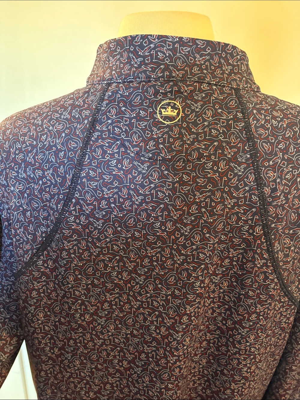 Peter Millar Navy and Pink Paisley-Print Long Sleeve Pullover - Picture 3 of 4